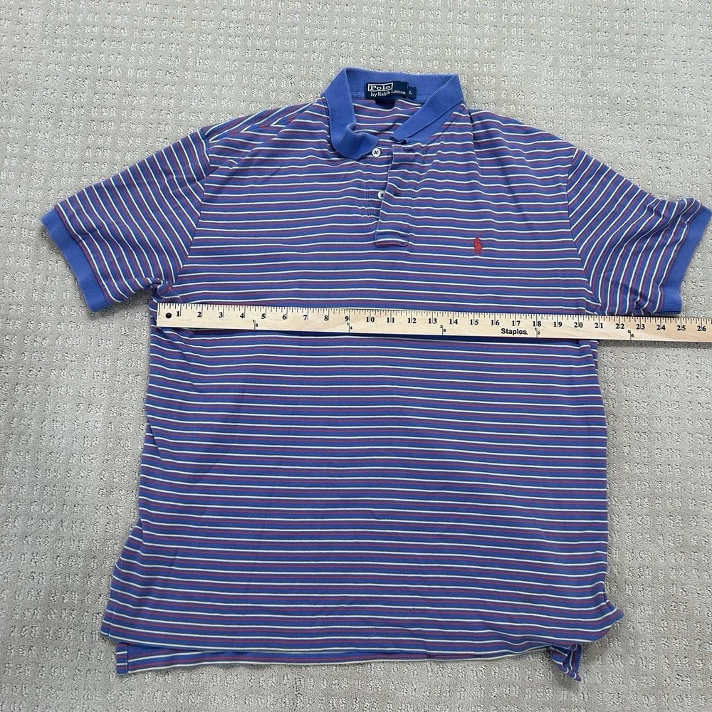 Polo By Ralph Lauren Men's Large Striped Polo Purple Blue